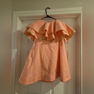 Adorable Peach Kids Dress with Gold Accents